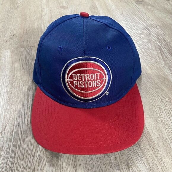Vintage Detroit Pistons Hat Snapback NBA Basketball AJD Blue Red - Picture 1 of 8